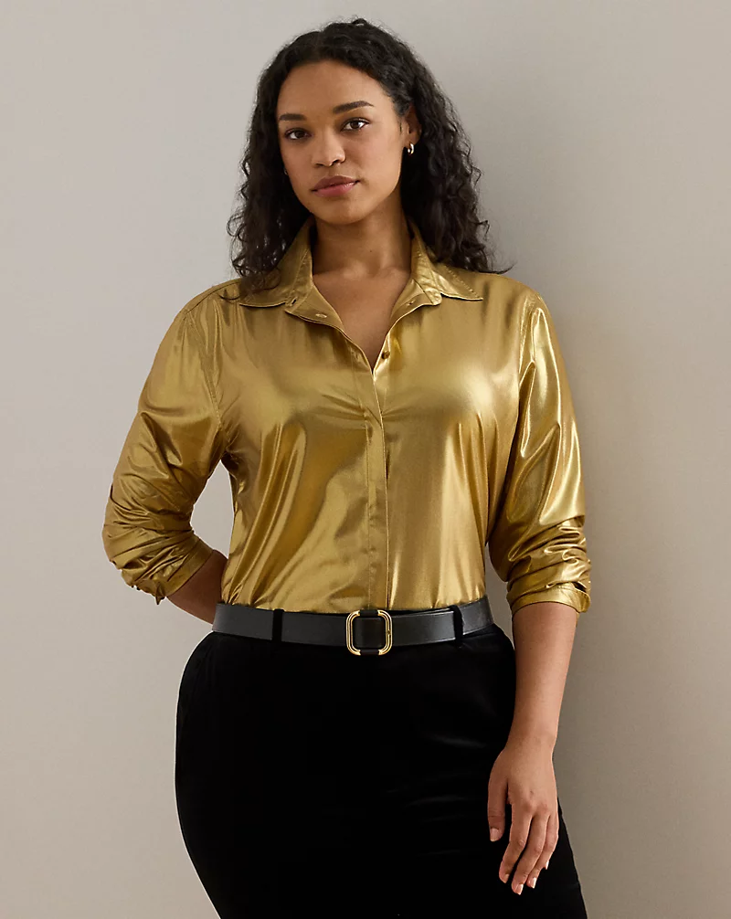 polo golf ralph lauren Classic Fit Metallic Chiffon Shirt