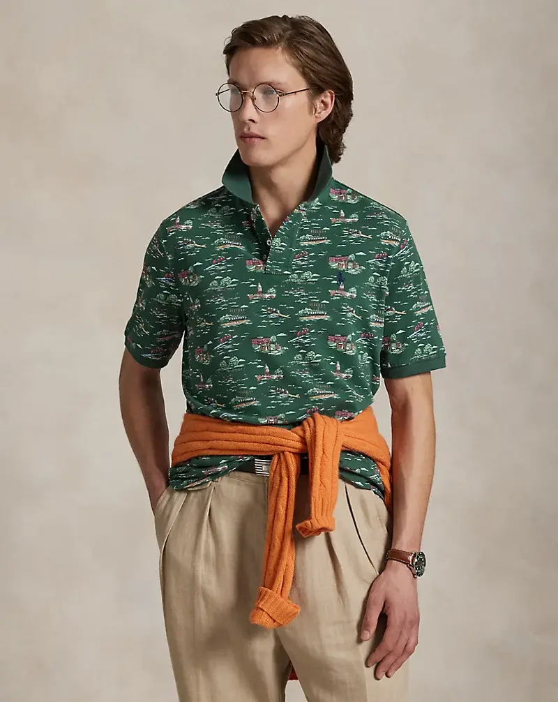 polo golf ralph lauren Classic Fit Scenic-Print Mesh Polo Shirt