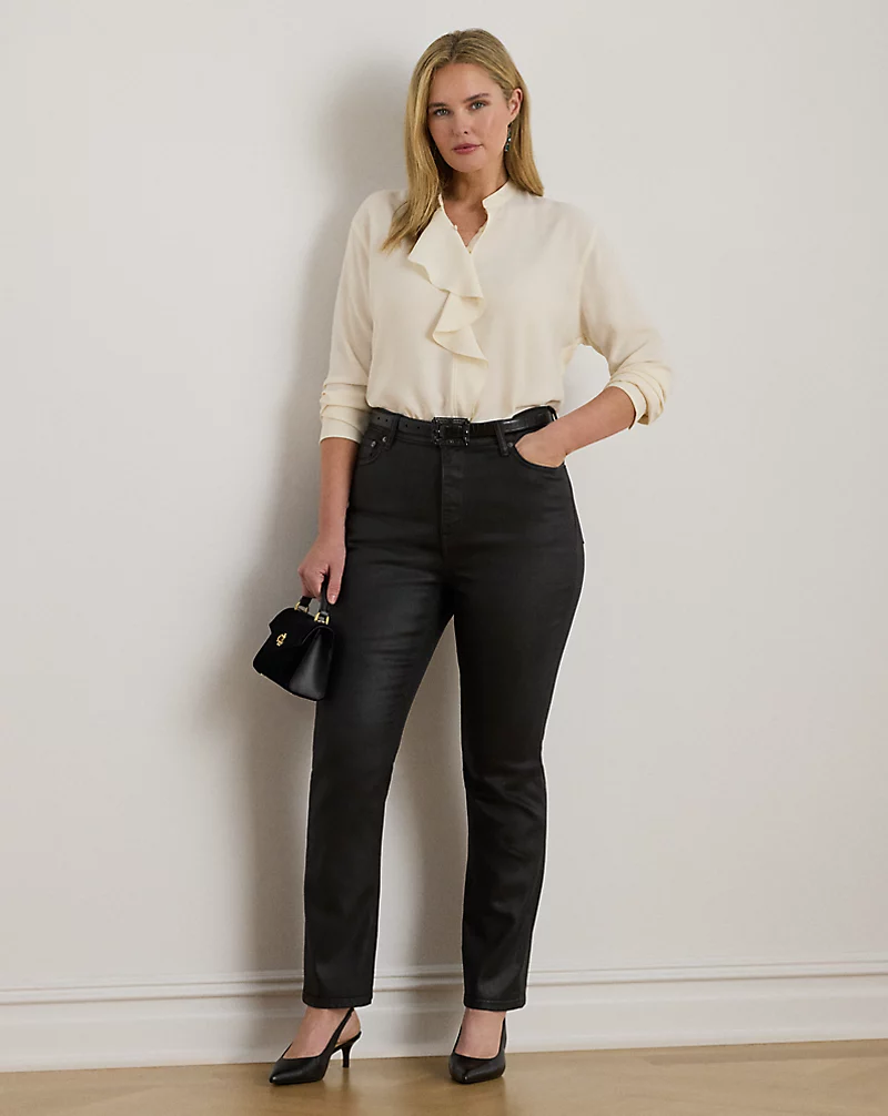 polo golf ralph lauren Coated High-Rise Straight Ankle Jean