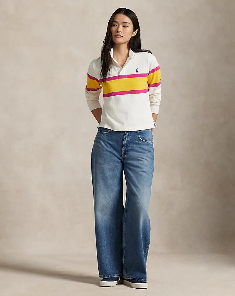Polo Golf Ralph Lauren Color-Blocked Cotton Jersey Rugby Shirt