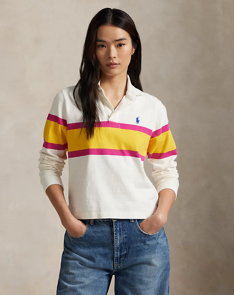 polo golf ralph lauren Color-Blocked Cotton Jersey Rugby Shirt