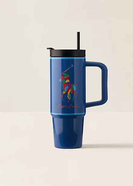 polo golf ralph lauren Color-Blocked Pony Water Bottle & Straw