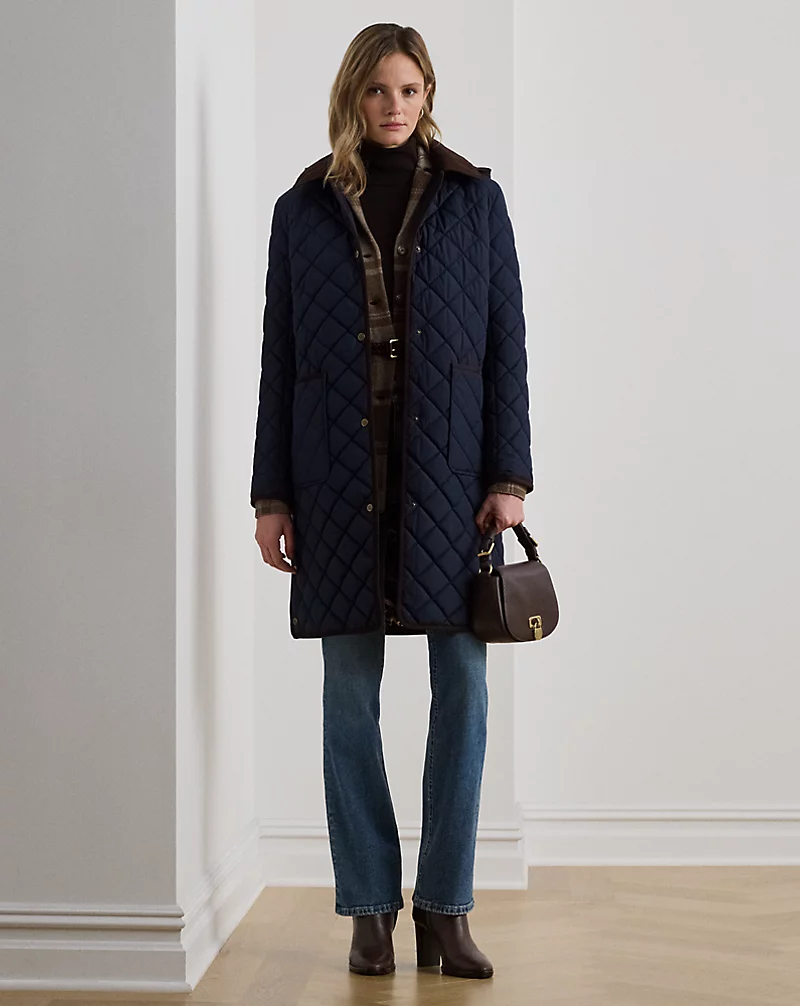 polo golf ralph lauren Corduroy-Trim Diamond-Quilted Coat