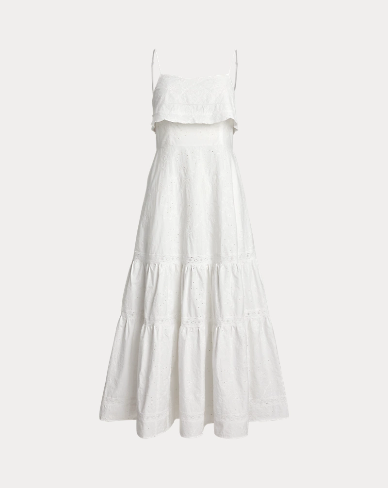 Polo Golf Ralph Lauren Cotton Eyelet Tiered Maxidress