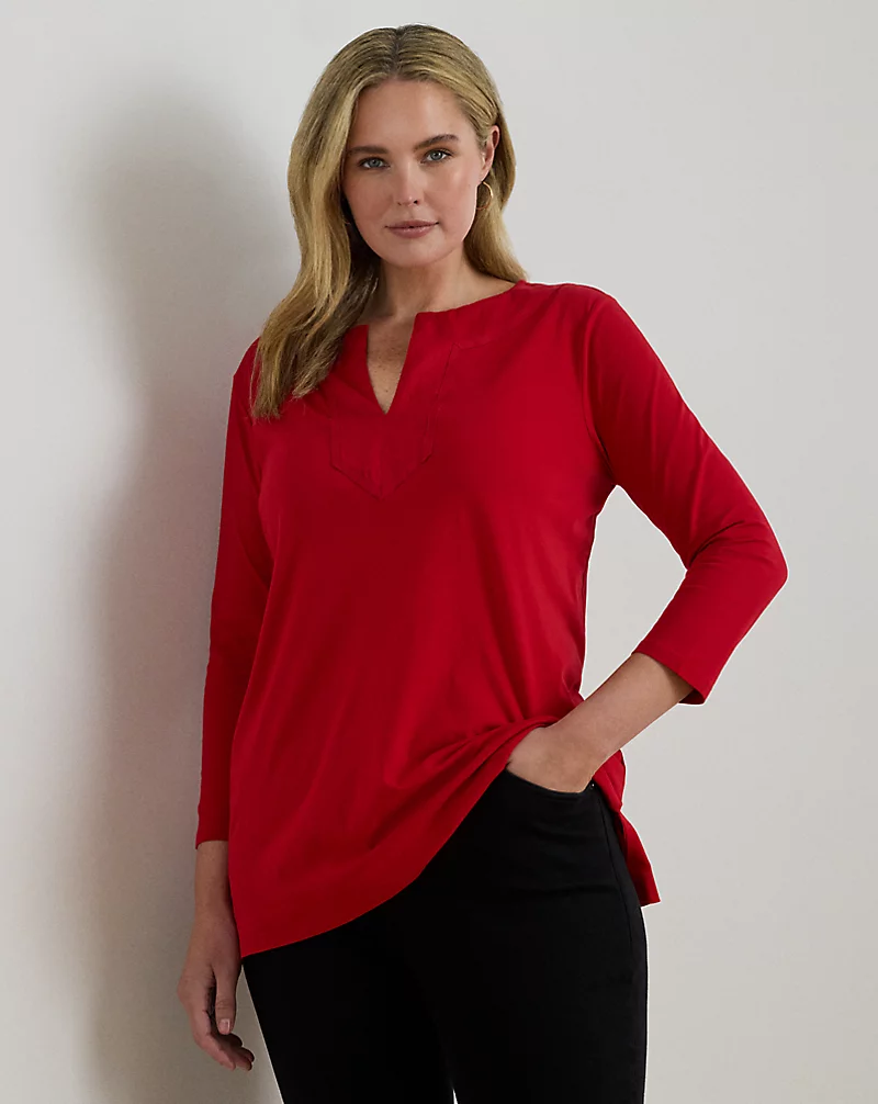 polo golf ralph lauren Cotton Jersey Three-Quarter-Sleeve Tunic