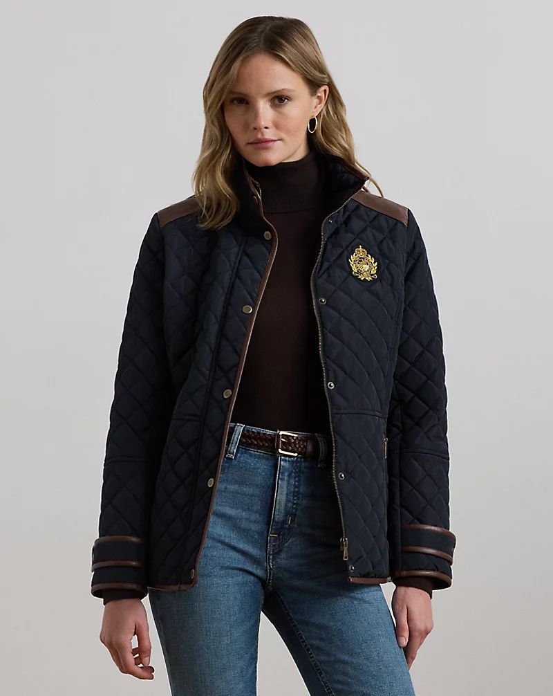 polo golf ralph lauren Crest-Patch Quilted Funnelneck Jacket