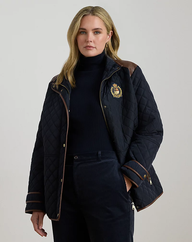 polo golf ralph lauren Crest-Patch Quilted Funnelneck Jacket