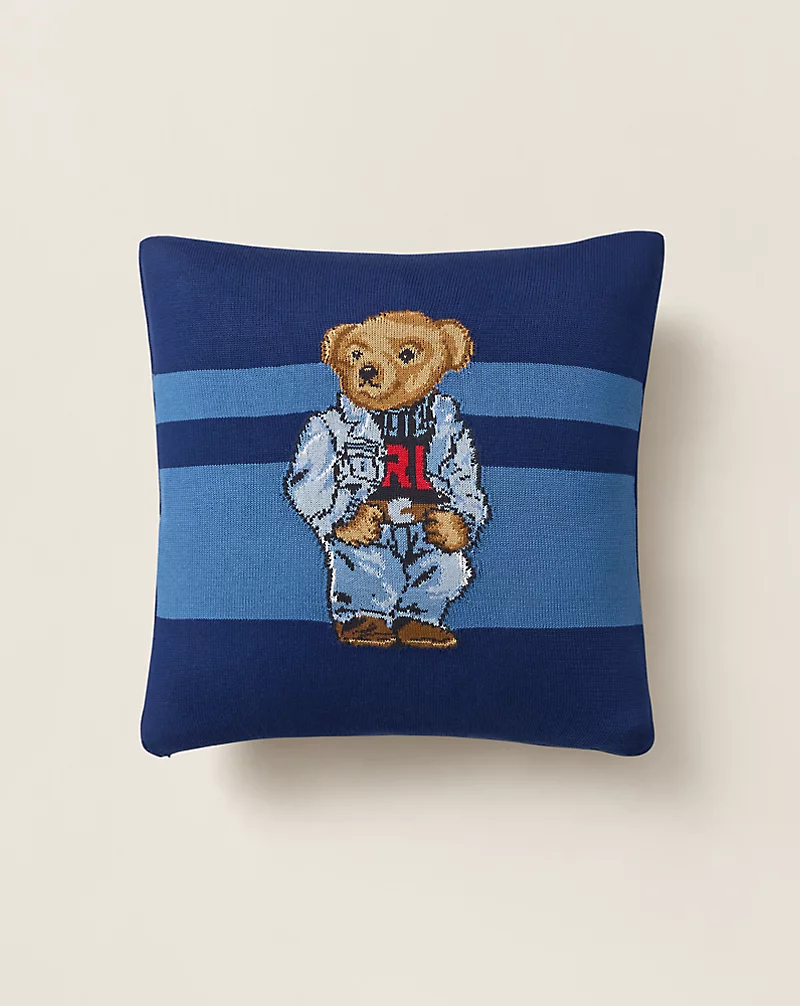 polo golf ralph lauren Denim Polo Bear Throw Pillow