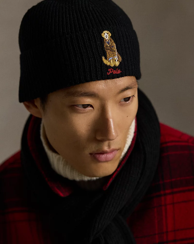 Polo Golf Ralph Lauren Dog-Embroidered Rib-Knit Beanie