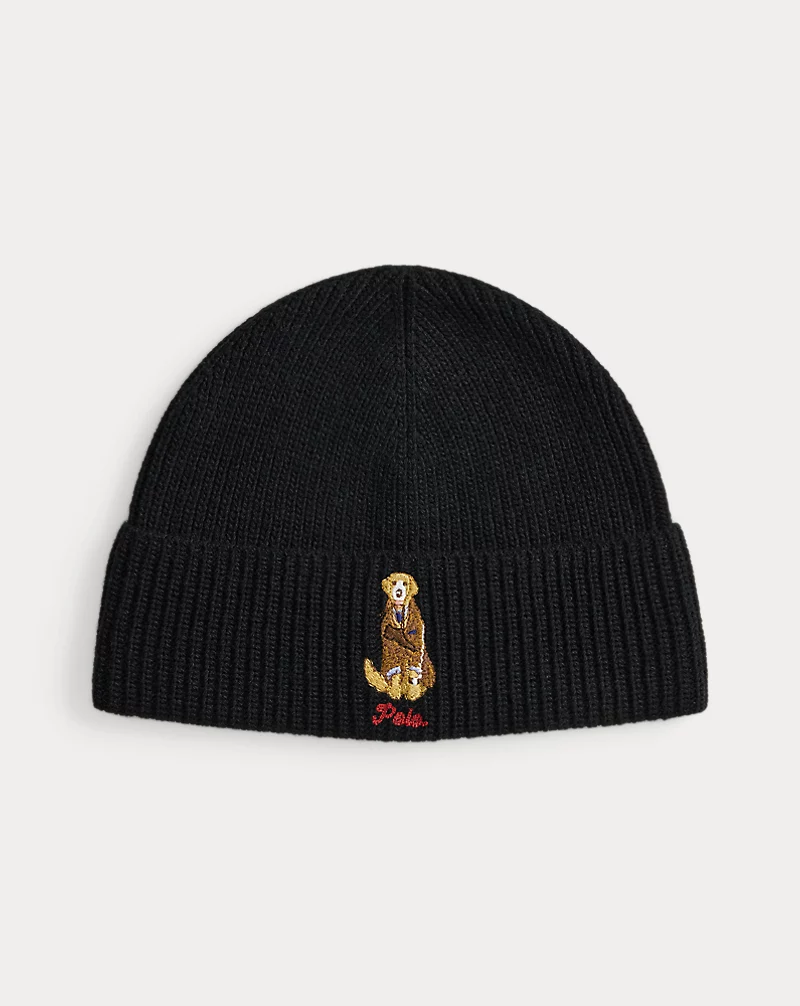 polo golf ralph lauren Dog-Embroidered Rib-Knit Beanie