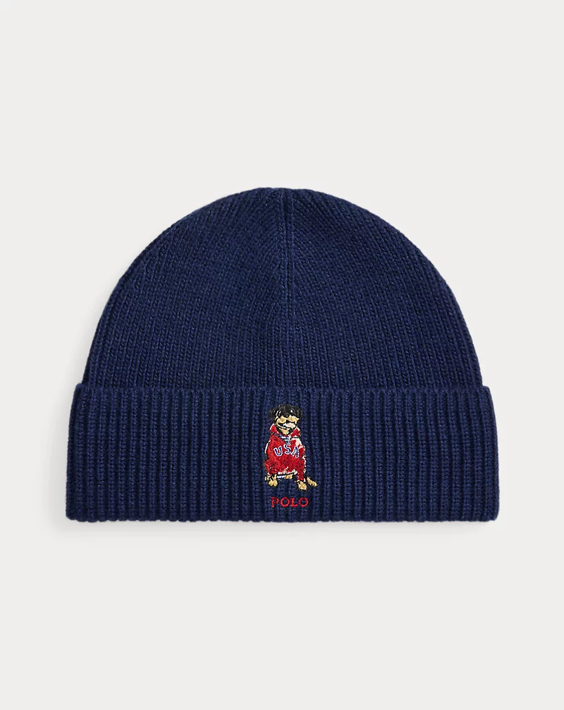 polo golf ralph lauren Dog-Embroidered Rib-Knit Beanie
