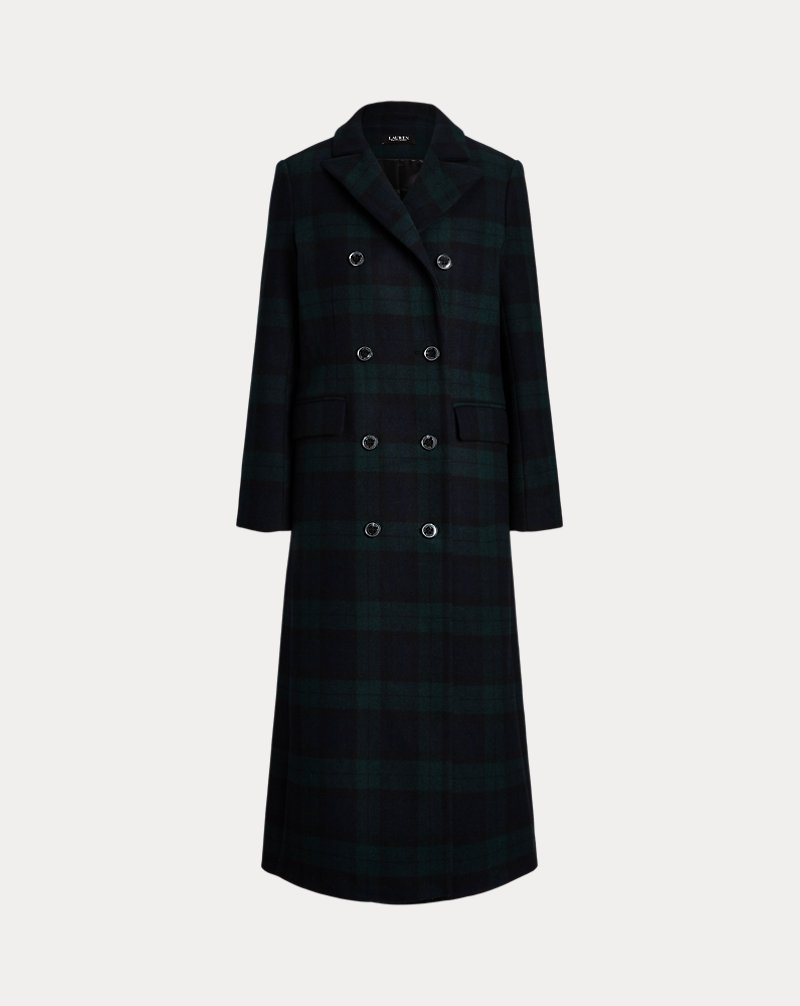 Polo Golf Ralph Lauren Double-Breasted Black Watch Plaid Coat