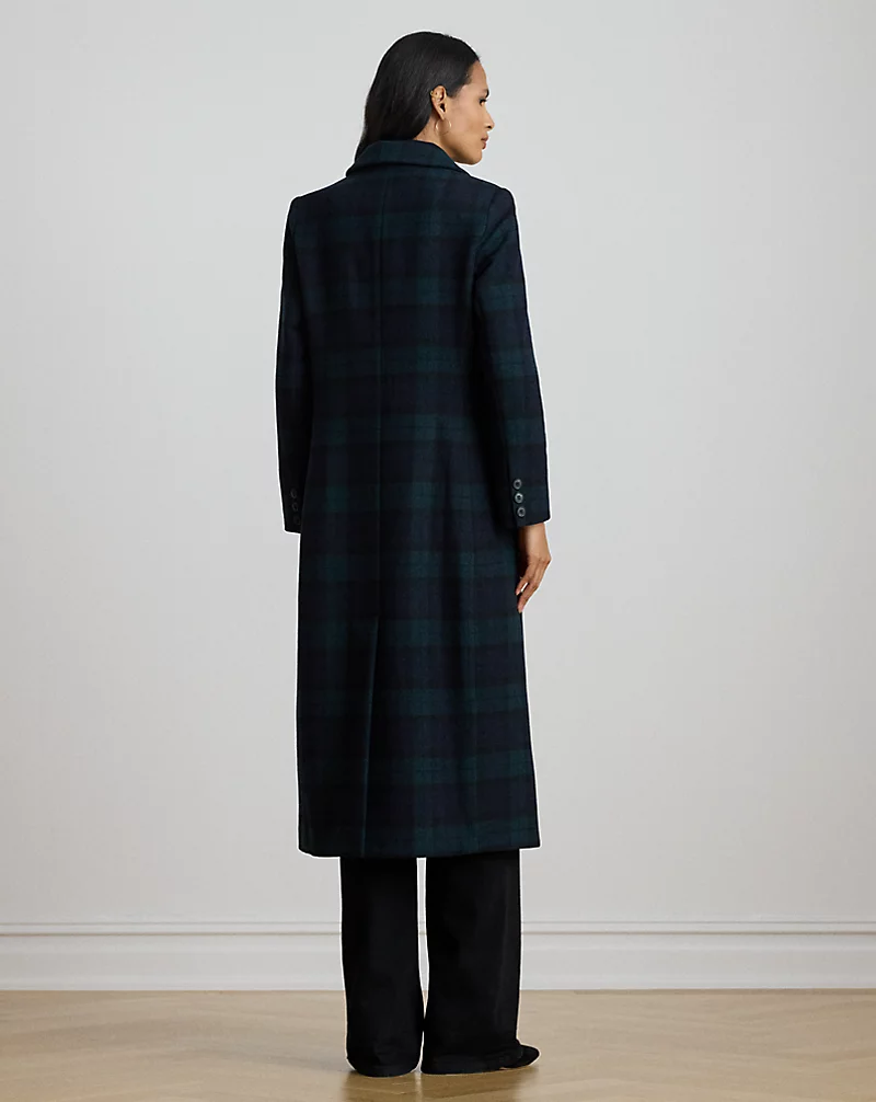 Polo Golf Ralph Lauren Double-Breasted Black Watch Plaid Coat