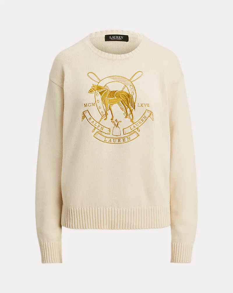 Polo Golf Ralph Lauren Embroidered Cotton Crewneck Sweater