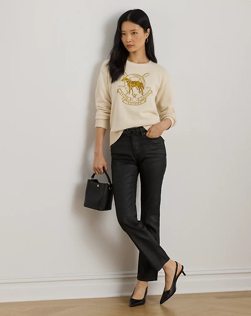 Polo Golf Ralph Lauren Embroidered Cotton Crewneck Sweater