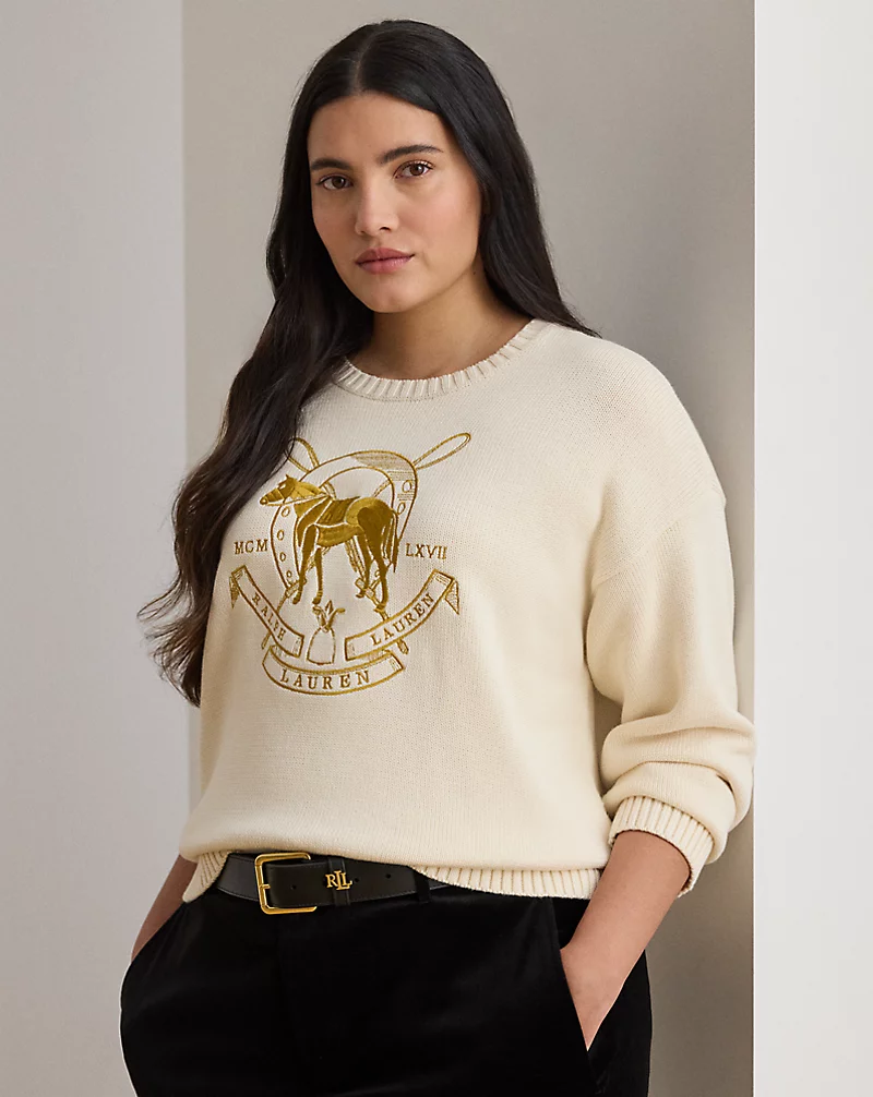 polo golf ralph lauren Embroidered Cotton Crewneck Sweater