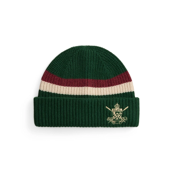 polo golf ralph lauren Embroidered Rib-Knit Wool Beanie