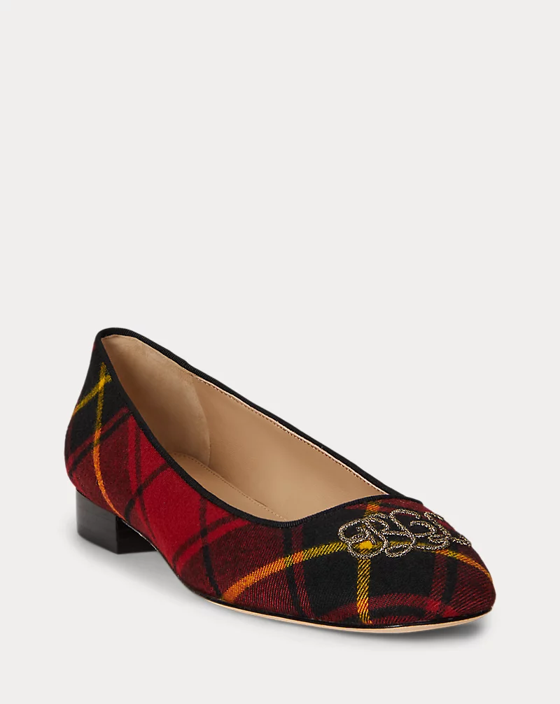 Polo Golf Ralph Lauren Emellie Logo Plaid Ballet Flat