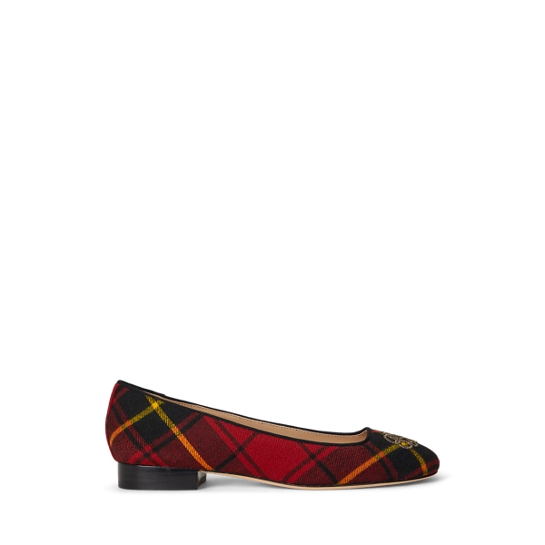 polo golf ralph lauren Emellie Logo Plaid Ballet Flat