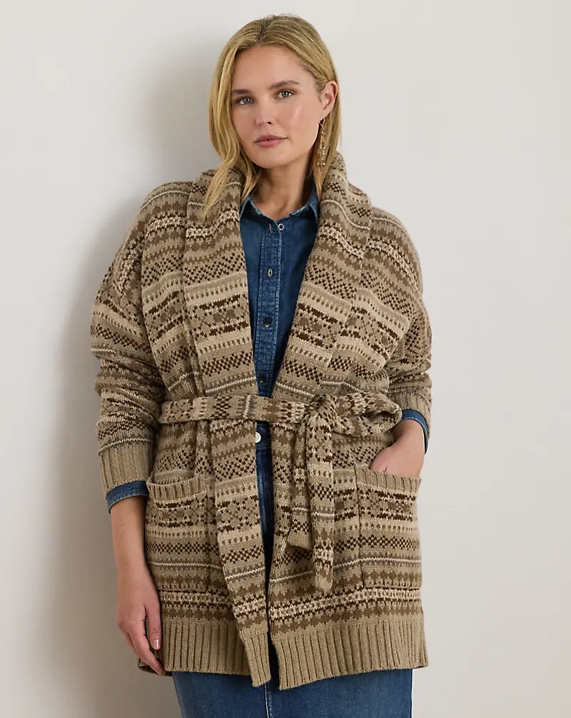 polo golf ralph lauren Fair Isle Belted Wool-Blend Cardigan