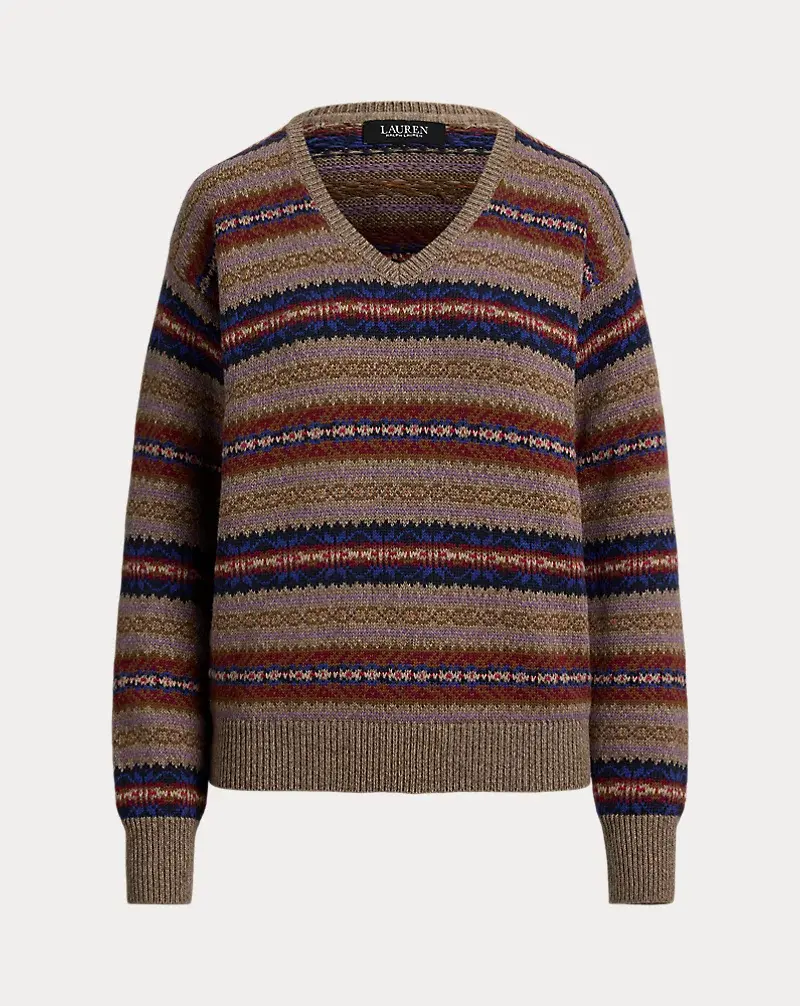 Polo Golf Ralph Lauren Fair Isle Cotton-Linen V-Neck Sweater