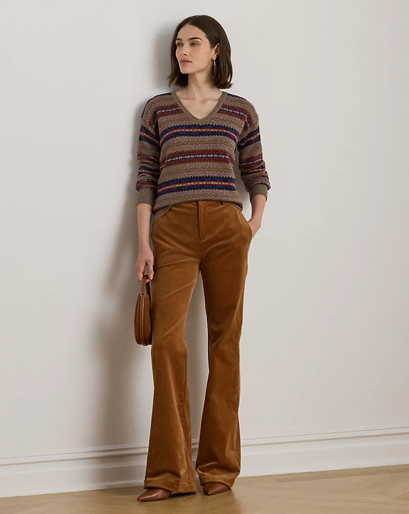 Polo Golf Ralph Lauren Fair Isle Cotton-Linen V-Neck Sweater