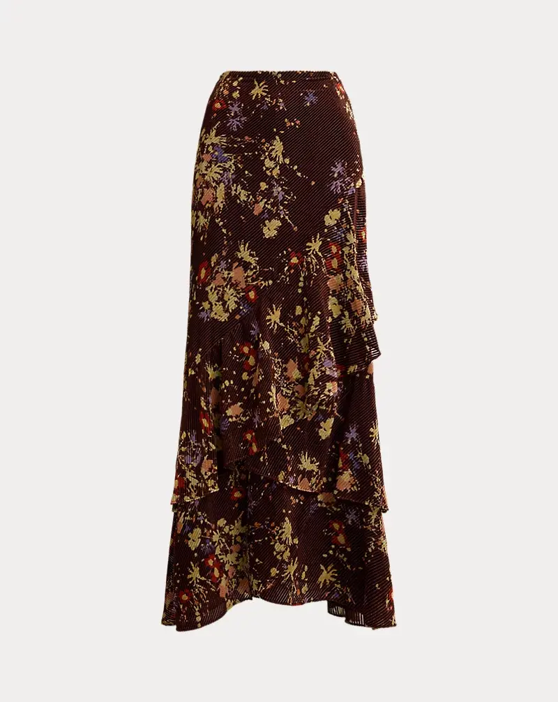 Polo Golf Ralph Lauren Floral Burnout Velvet Tiered Maxiskirt