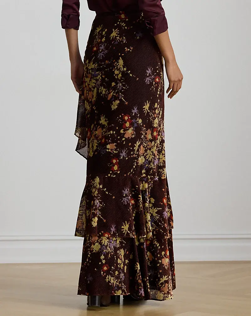 Polo Golf Ralph Lauren Floral Burnout Velvet Tiered Maxiskirt