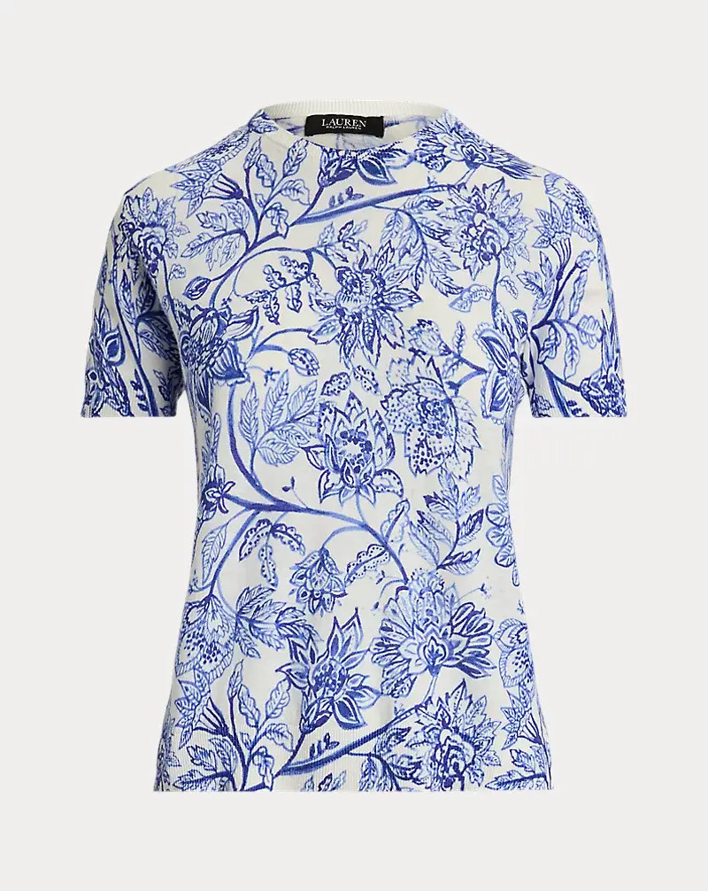 Polo Golf Ralph Lauren Floral Linen-Cotton Short-Sleeve Sweater