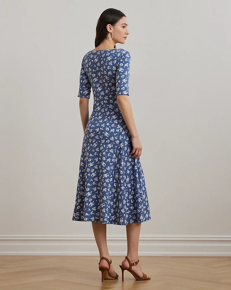 Polo Golf Ralph Lauren Floral Stretch Cotton Midi Dress