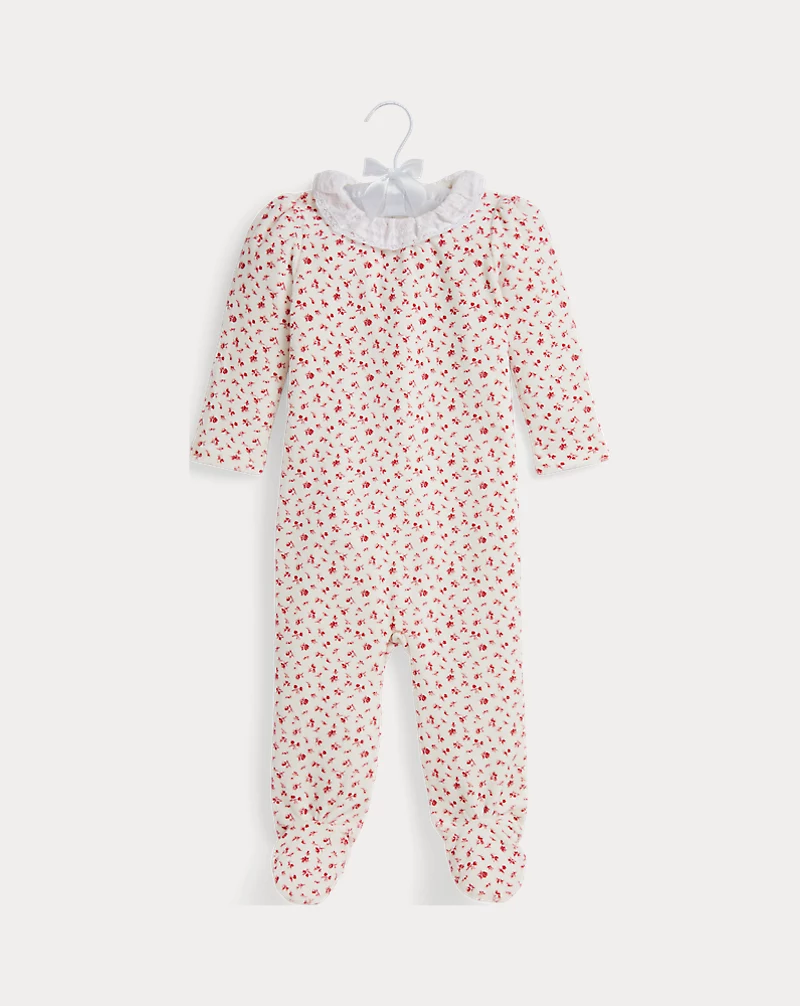 polo golf ralph lauren Floral Velour Footed Coverall