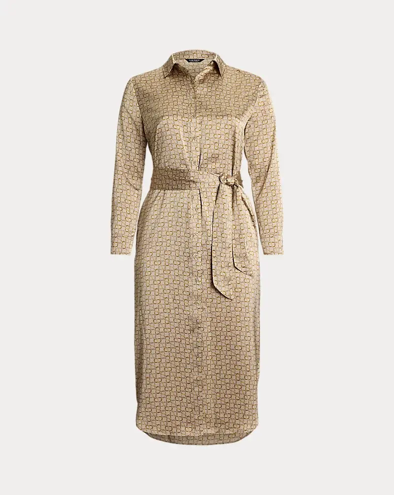 Polo Golf Ralph Lauren Geo-Print Satin Charmeuse Shirtdress