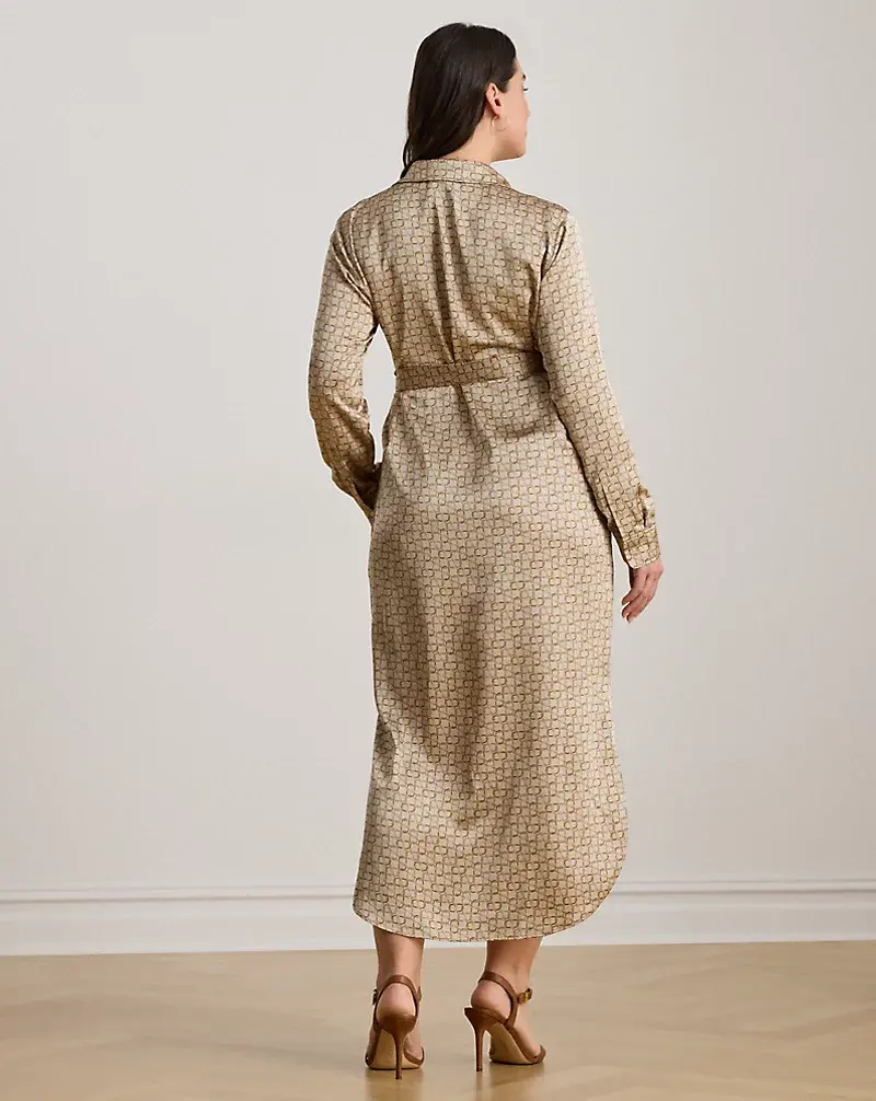 Polo Golf Ralph Lauren Geo-Print Satin Charmeuse Shirtdress