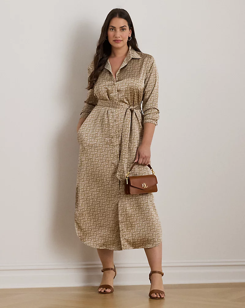 polo golf ralph lauren Geo-Print Satin Charmeuse Shirtdress