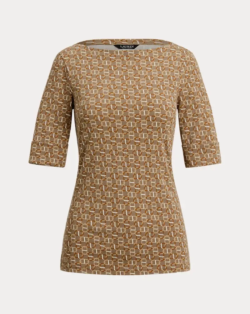 Polo Golf Ralph Lauren Geo-Print Stretch Cotton Boatneck Tee