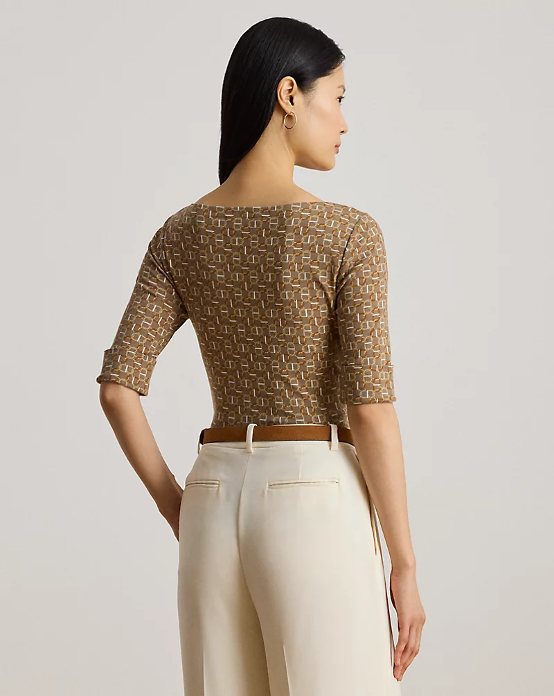 Polo Golf Ralph Lauren Geo-Print Stretch Cotton Boatneck Tee