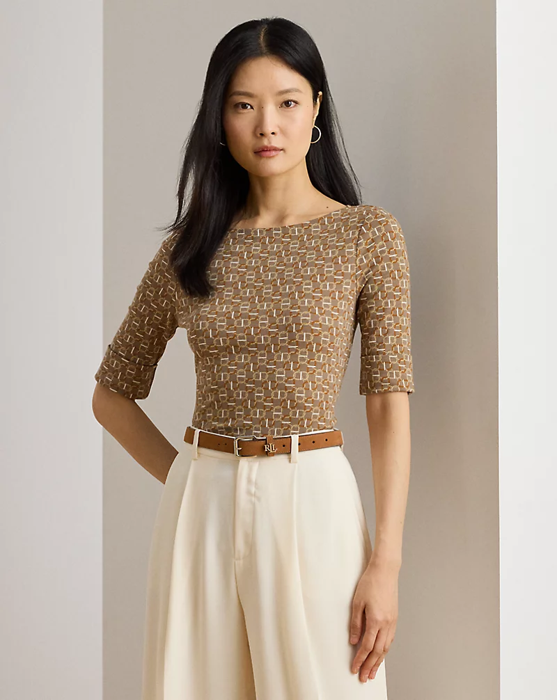 polo golf ralph lauren Geo-Print Stretch Cotton Boatneck Tee