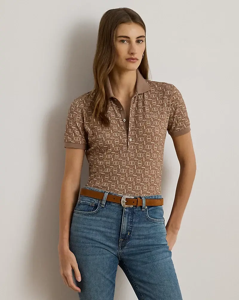 polo golf ralph lauren Geo-Print Stretch Piqué Polo Shirt