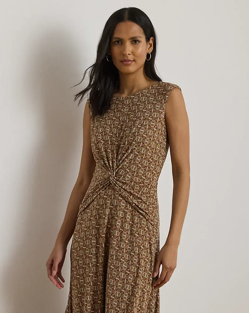 Polo Golf Ralph Lauren Geo-Print Twist-Front Jersey Dress