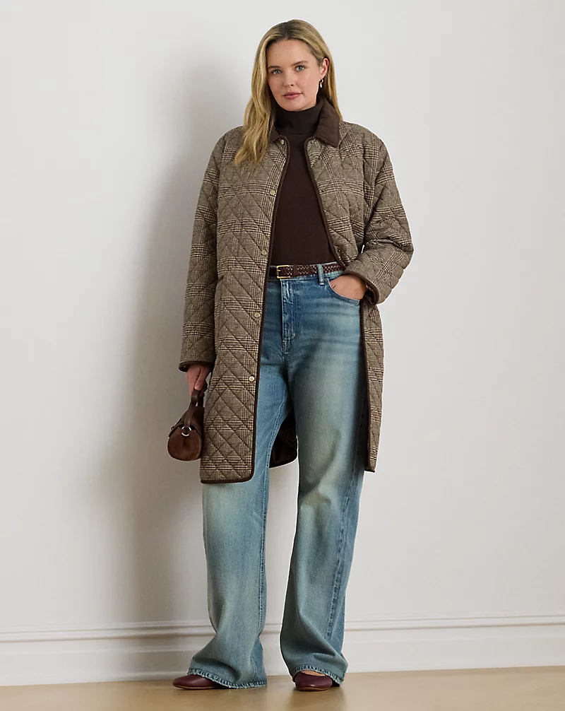 polo golf ralph lauren Glen Plaid Corduroy-Trim Quilted Jacket