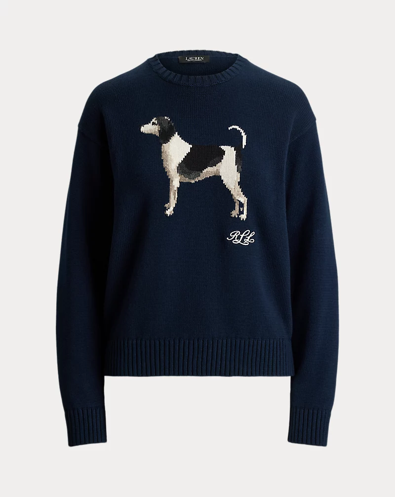 Polo Golf Ralph Lauren Intarsia-Knit Dog Cotton Sweater