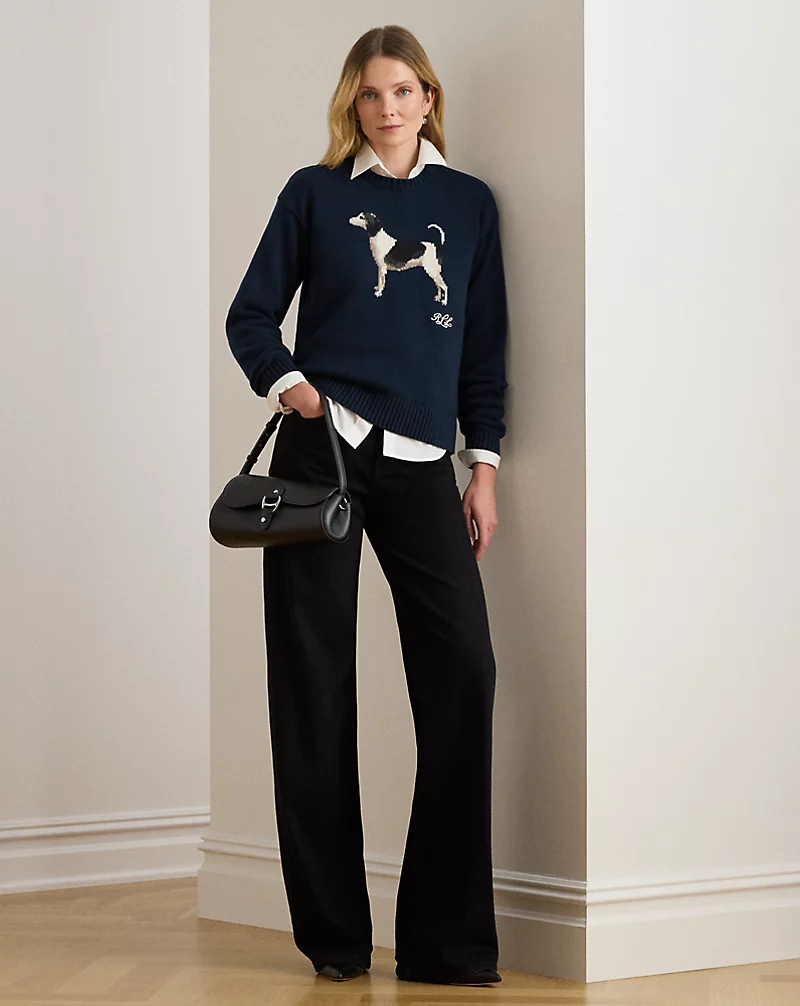 Polo Golf Ralph Lauren Intarsia-Knit Dog Cotton Sweater