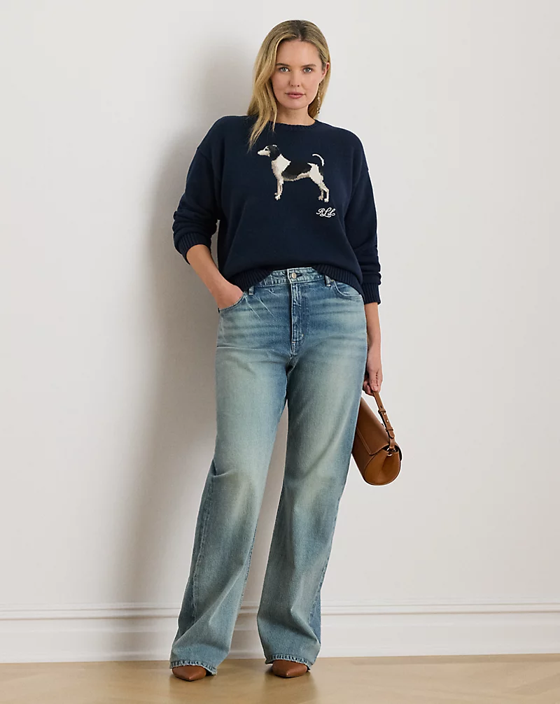 Polo Golf Ralph Lauren Intarsia-Knit Dog Cotton Sweater