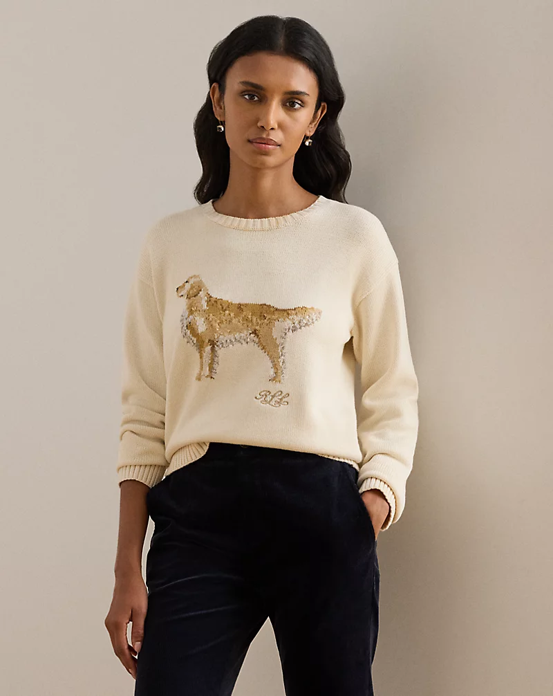 polo golf ralph lauren Intarsia-Knit Golden Retriever Sweater