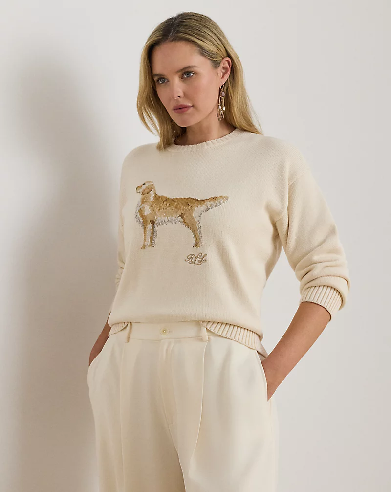 polo golf ralph lauren Intarsia-Knit Golden Retriever Sweater