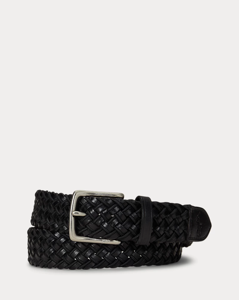 polo golf ralph lauren Leather & Braided Cord Woven Belt
