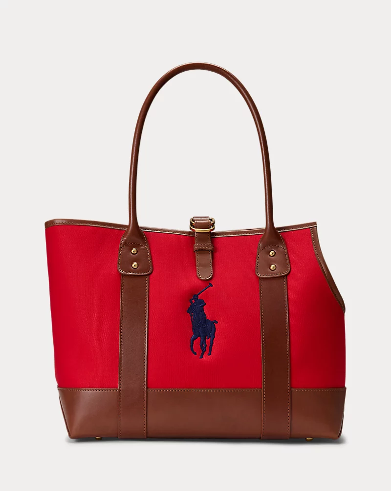 polo golf ralph lauren Leather-Trimmed Canvas Pet Tote Bag