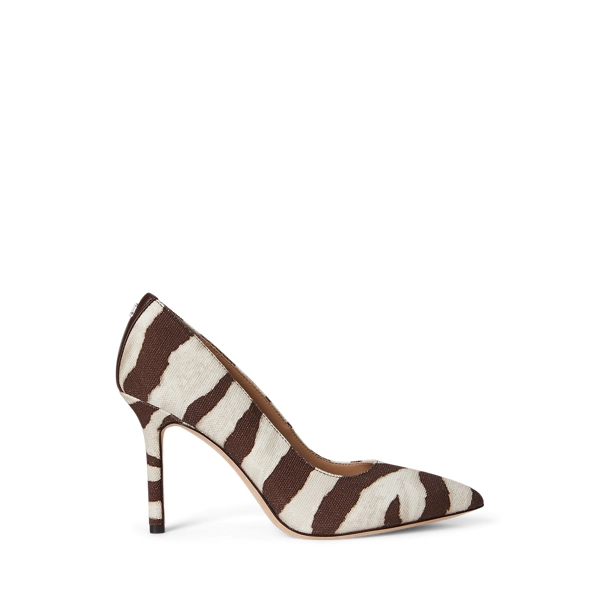 polo golf ralph lauren Lindella II Zebra-Print Canvas Pump