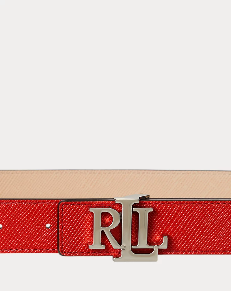 Polo Golf Ralph Lauren Logo Reversible Textured Leather Belt