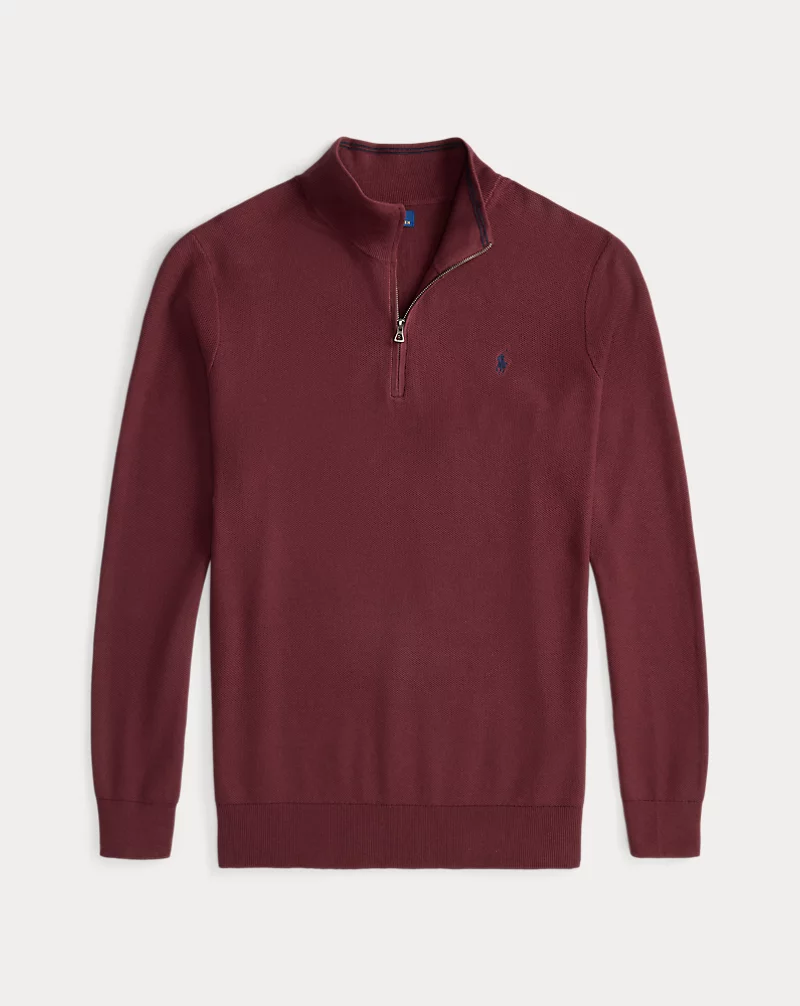 Polo Golf Ralph Lauren Mesh-Knit Cotton Quarter-Zip Sweater